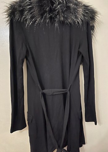 Gri Kürklü Yaka Detaylı Kadın Peluş Ceket - Görsel 6