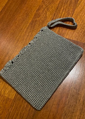 Gri Örgü Kadın Portföy Çanta - Görsel 2