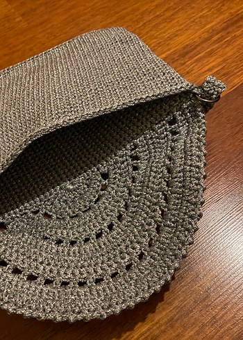 Gri Örgü Kadın Portföy Çanta - Görsel 3