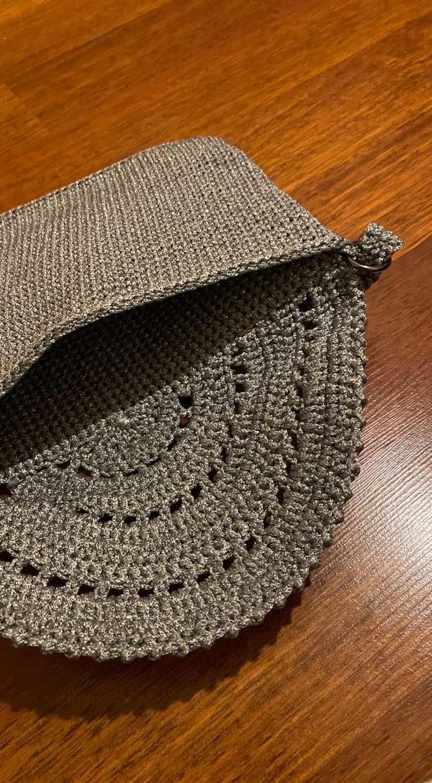 Gri Örgü Kadın Portföy Çanta - Görsel 3