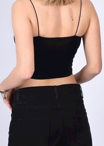 Siyah İnce Askılı Mini Kadın Atlet - Görsel 3