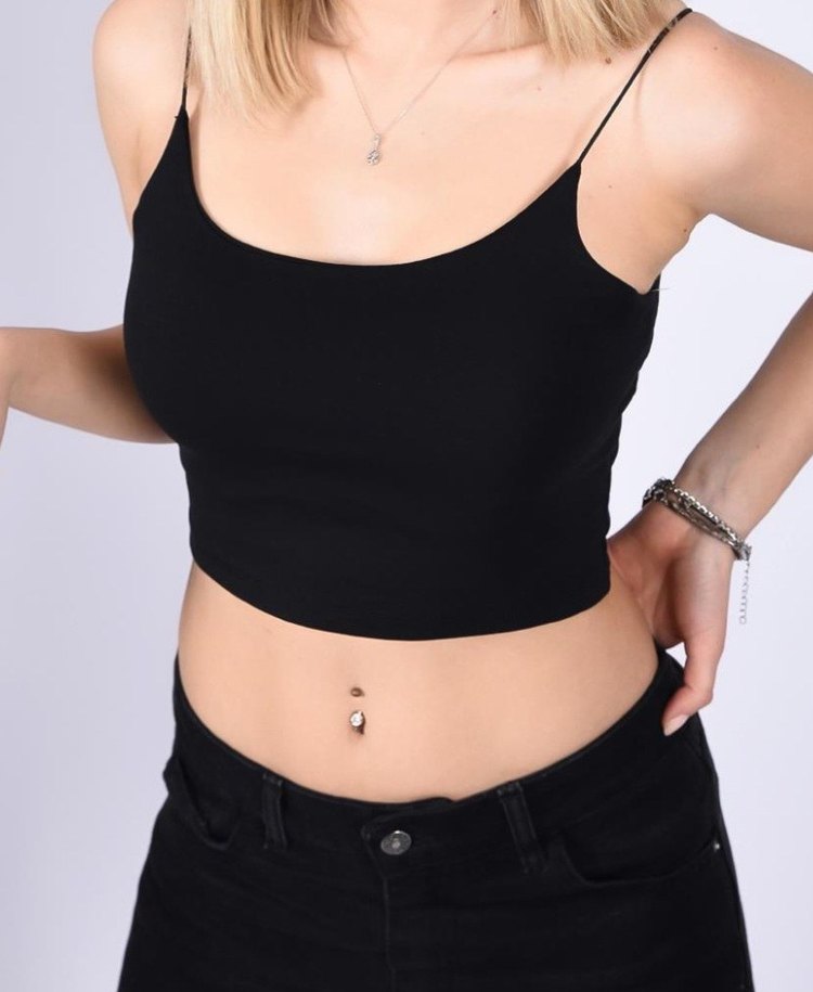 Siyah İnce Askılı Mini Kadın Atlet - Görsel 2