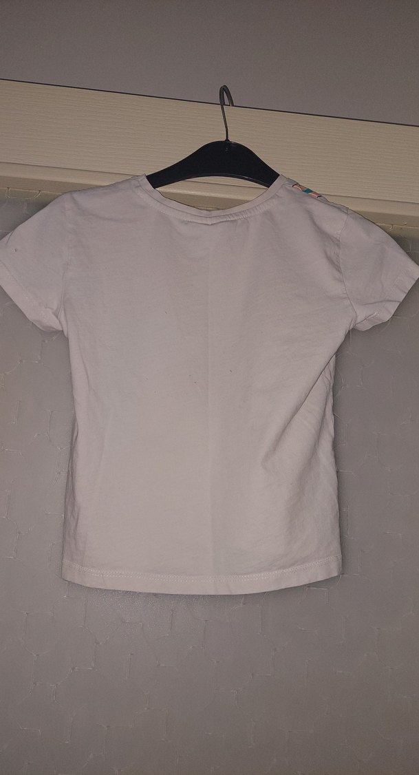 Kız Çocuk Beyaz Baskılı Kısa Kollu Tişört - Görsel 3