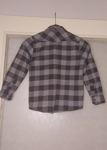 Gri Kareli Uzun Kollu Erkek Çocuk Gömlek - Görsel 4