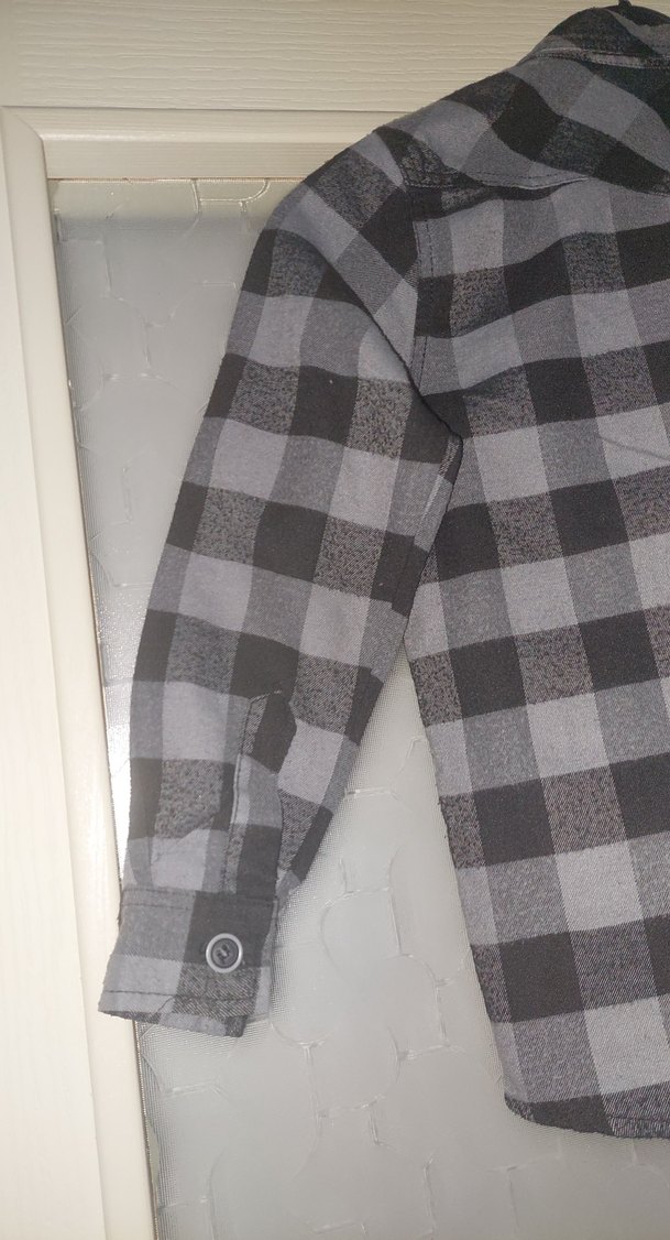 Gri Kareli Uzun Kollu Erkek Çocuk Gömlek - Görsel 5