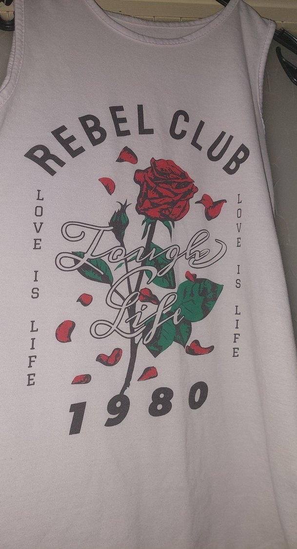 Bayan Beyaz Renkli Kolsuz Baskılı Tişört - Görsel 2