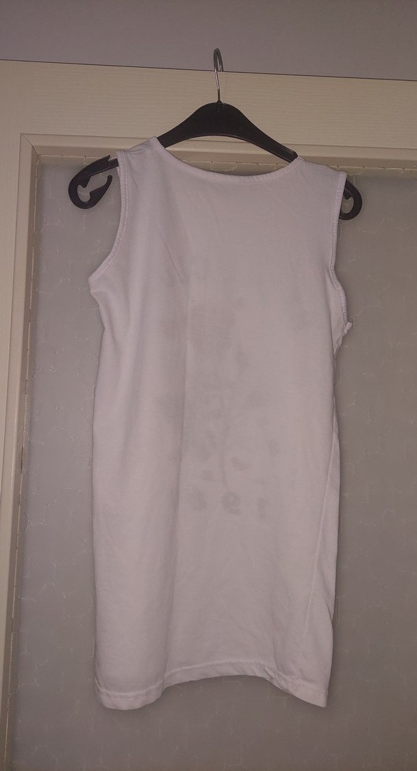 Bayan Beyaz Renkli Kolsuz Baskılı Tişört - Görsel 4