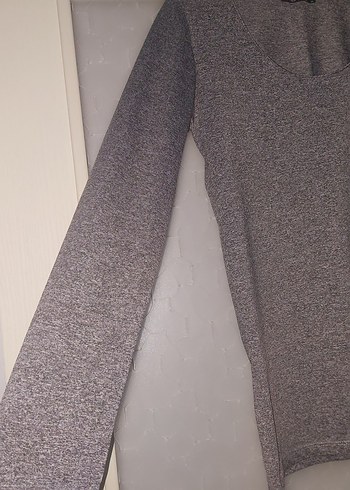 Gri Kadın Uzun Kollu Salaş Kazak - Görsel 3