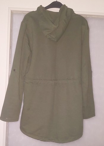 Kemerli Kapüşonlu Kadın Haki Ceket - Görsel 7