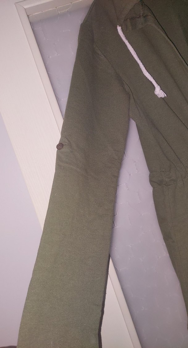 Kemerli Kapüşonlu Kadın Haki Ceket - Görsel 2