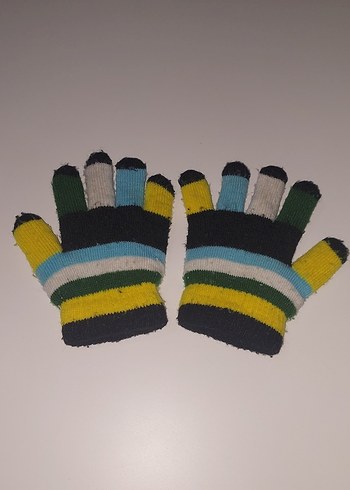 Renkli Bağlamalı Örgü Kız Eldiveni - Görsel 2