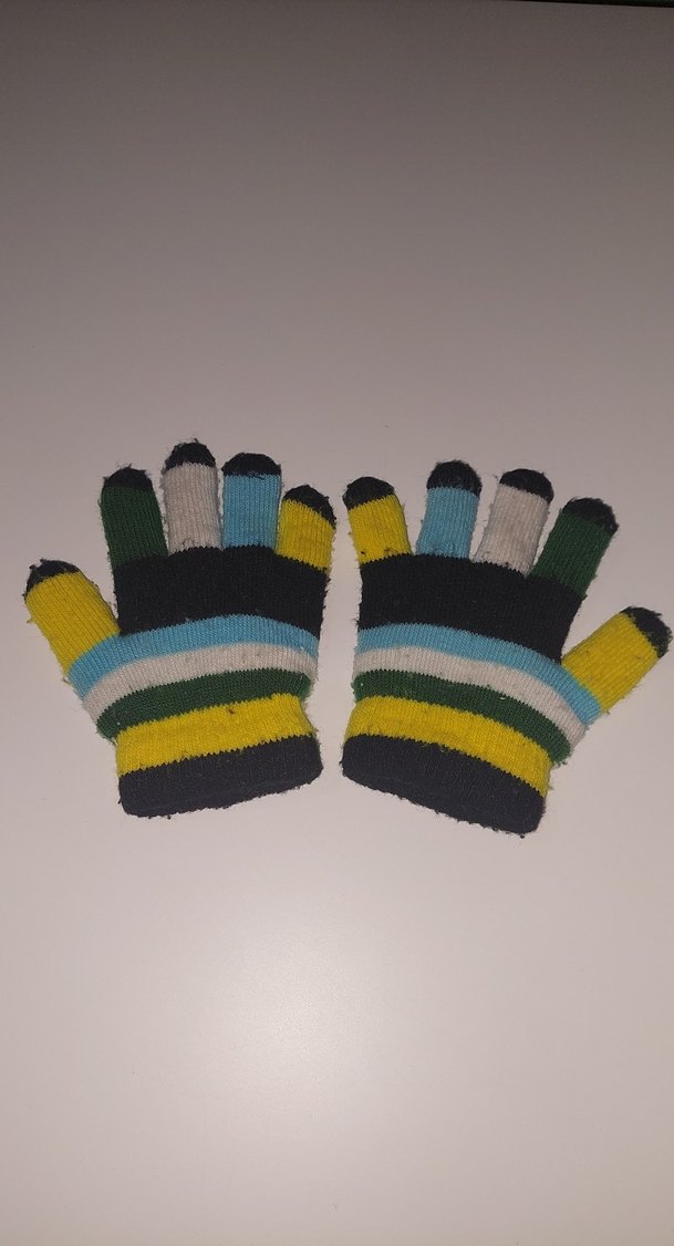 Renkli Bağlamalı Örgü Kız Eldiveni - Görsel 2