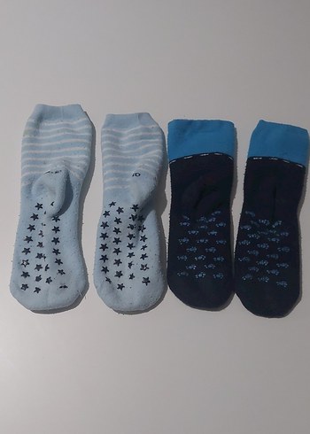 Mavi ve Gri Erkek Bebek Çorapları 2'li - Görsel 4