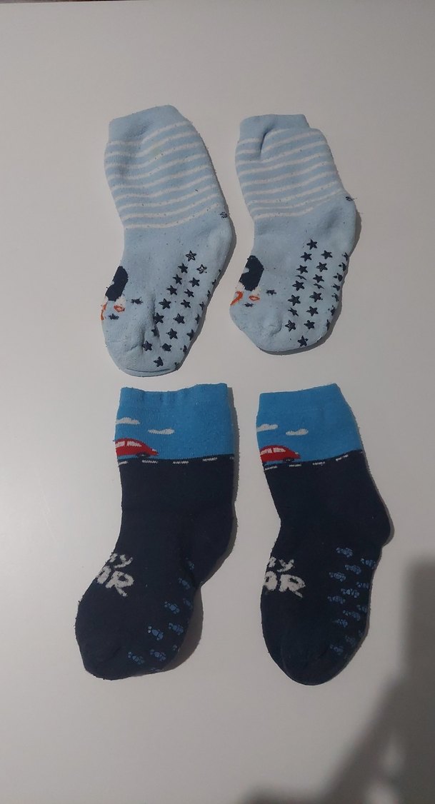 Mavi ve Gri Erkek Bebek Çorapları 2'li - Görsel 3