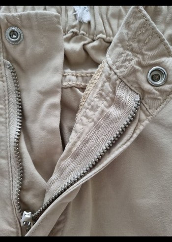 Bej Düğmeli kargo Keten Pantolon - Görsel 2