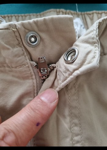 Bej Düğmeli kargo Keten Pantolon - Görsel 5