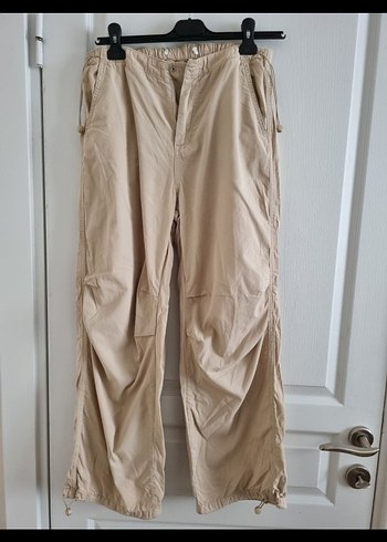 Bej Düğmeli kargo Keten Pantolon - Görsel 4