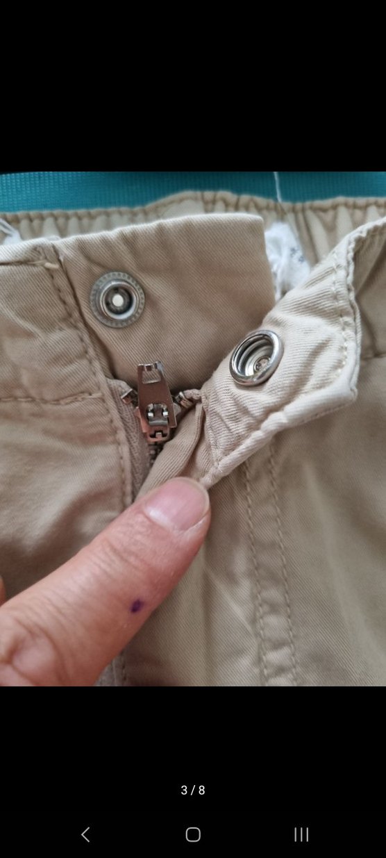 Bej Düğmeli kargo Keten Pantolon - Görsel 5