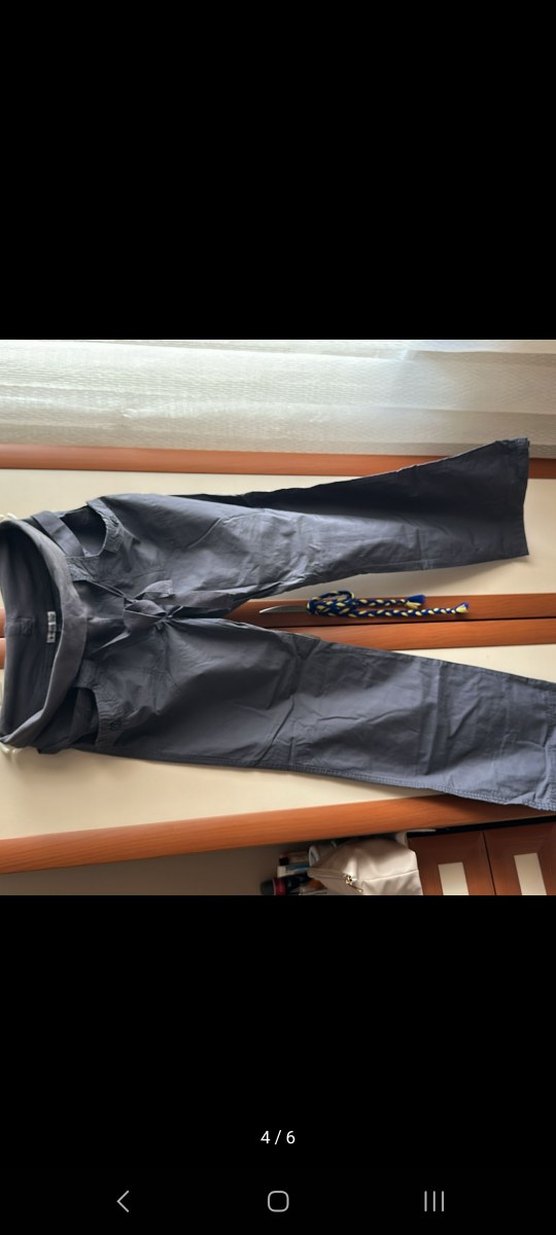 Gri Kemerli Kadın Keten Pantolon - Görsel 4