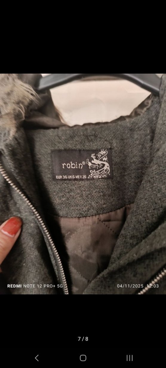 Haki Yün Kadın Midi mont Kürklü Kapüşonlu - Görsel 2