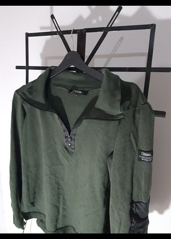 National geographic fermuar yakalı sweat Koyu Haki - Görsel 4