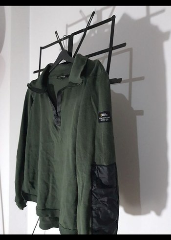 National geographic fermuar yakalı sweat Koyu Haki - Görsel 2