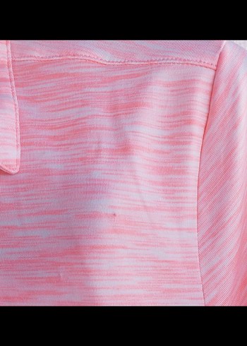 Pembe V Yaka spor polo yaka Kadın Tişört - Görsel 6