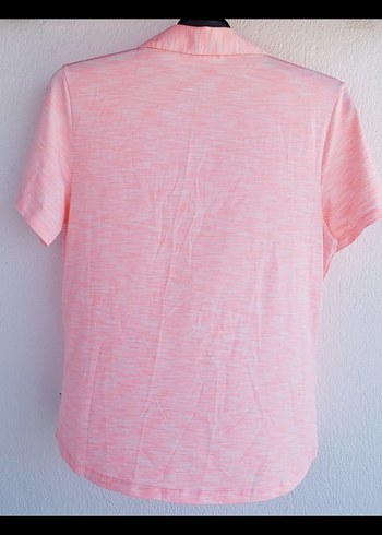 Pembe V Yaka spor polo yaka Kadın Tişört - Görsel 5