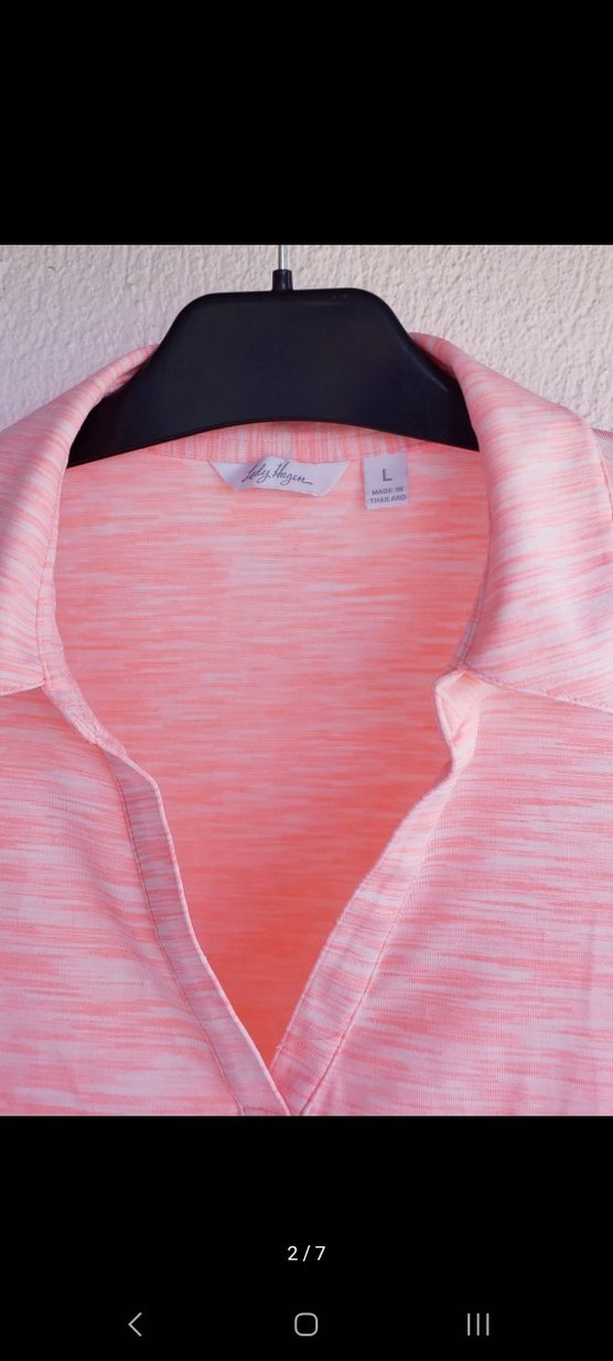 Pembe V Yaka spor polo yaka Kadın Tişört - Görsel 2