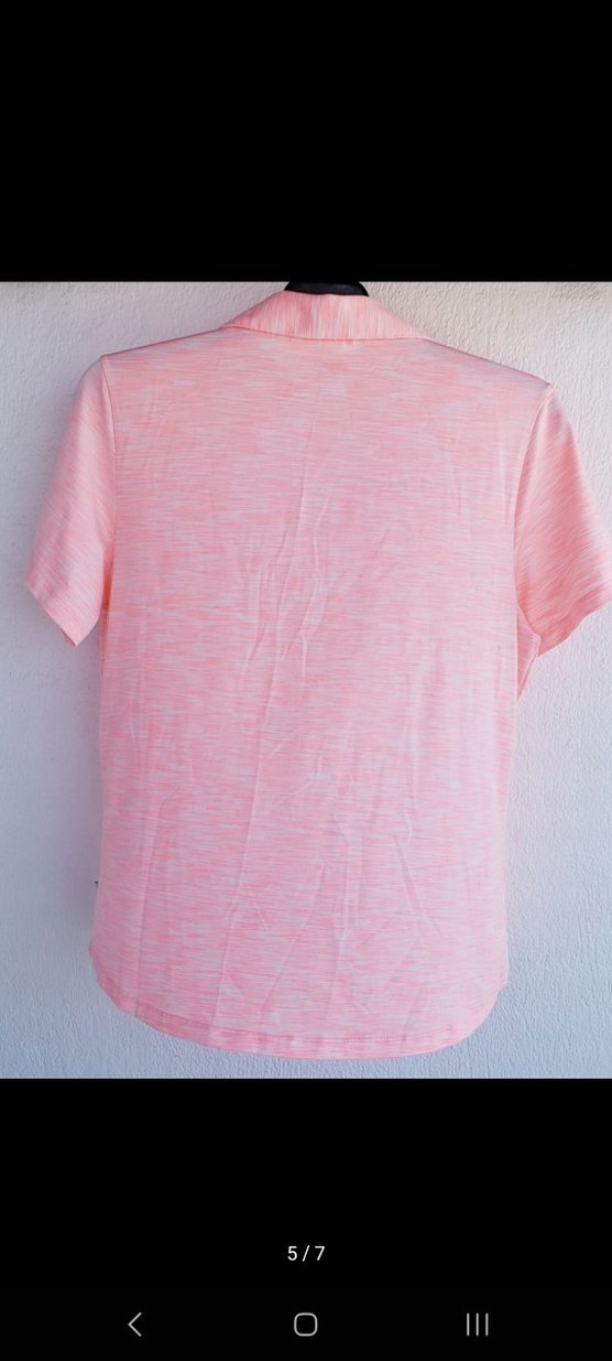 Pembe V Yaka spor polo yaka Kadın Tişört - Görsel 5