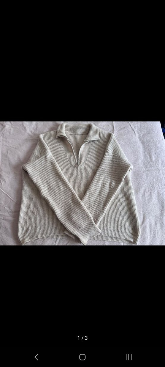 Bej Yarım Fermuarlı Yüksek dik Yaka Kadın Kazak - Görsel 3