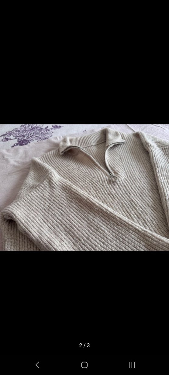 Bej Yarım Fermuarlı Yüksek dik Yaka Kadın Kazak - Görsel 2