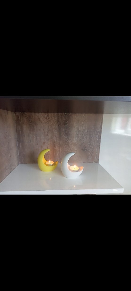 Ay Şeklinde Dekoratif Mumluk Beyaz - Görsel 2