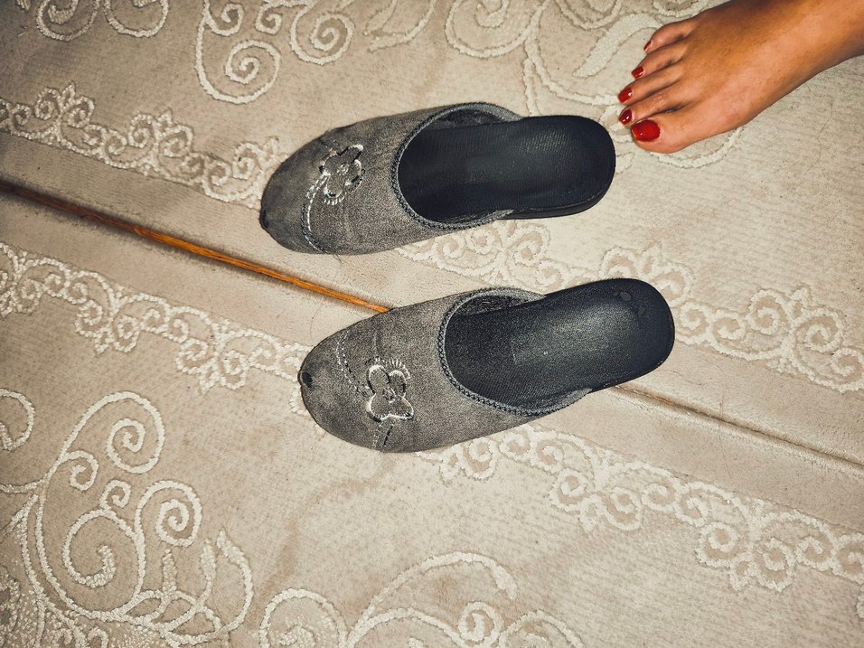 Gri Nakışlı Kadın Terlikler - Görsel 3