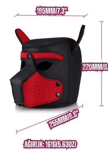 Kırmızı Siyah Köpek Figürlü Maske - Görsel 5