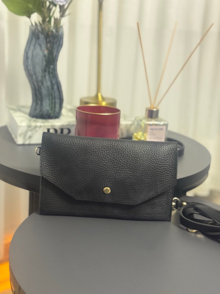 Siyah Deri Minimalist Kadın Çanta - Görsel 2