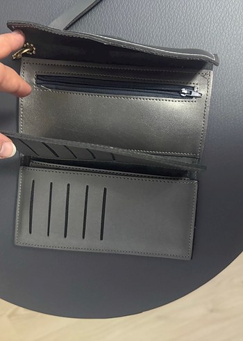 Gri Deri Kadın Portföy Cüzdan - Görsel 2