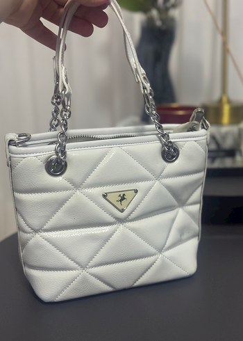 Beyaz Deri Fermuarlı Kadın Çanta - Görsel 2