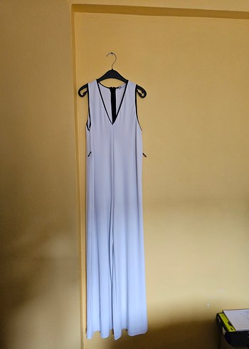 V Yakalı Beyaz Kadın Tulum - Görsel 8