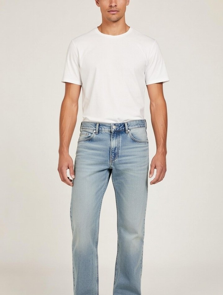 Erkek Mavi Pastel Tie-Dye Denim Pantolon - Görsel 2