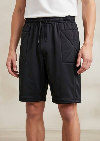 Erkek Siyah Rahat Kesim Spor Şort - Görsel 2