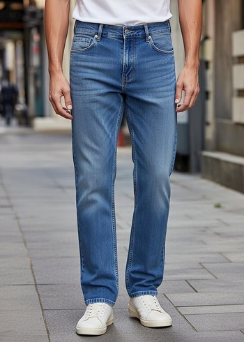 Regular Fit Mavi Denim Erkek Jean - Görsel 2