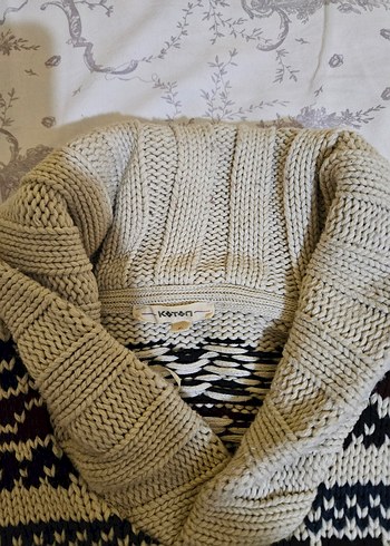 Etnik Desenli Yünlü Erkek Yarım Balıkçı Kazak - Görsel 4