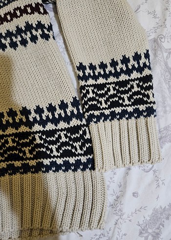 Etnik Desenli Yünlü Erkek Yarım Balıkçı Kazak - Görsel 5