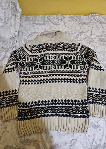 Etnik Desenli Yünlü Erkek Yarım Balıkçı Kazak - Görsel 6