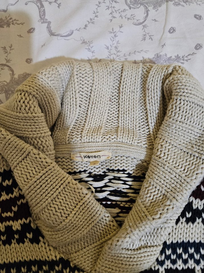 Etnik Desenli Yünlü Erkek Yarım Balıkçı Kazak - Görsel 4