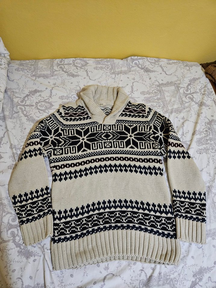 Etnik Desenli Yünlü Erkek Yarım Balıkçı Kazak - Görsel 3