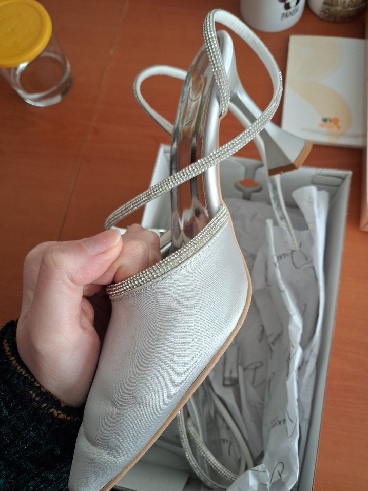 Gri Stiletto Topuklu Kadın Abiye Ayakkabı - Görsel 4