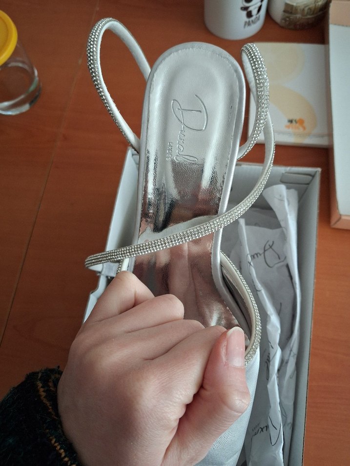 Gri Stiletto Topuklu Kadın Abiye Ayakkabı - Görsel 2