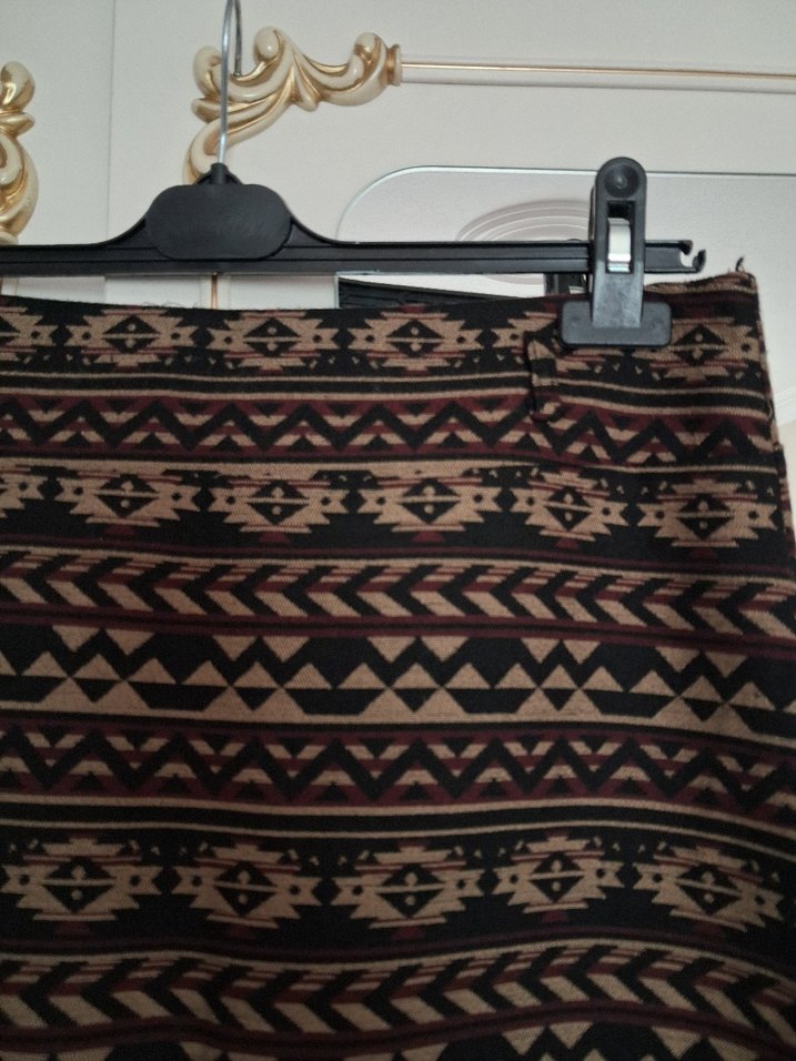 Bohem Desenli Uzun Kahverengi Etek - Görsel 2